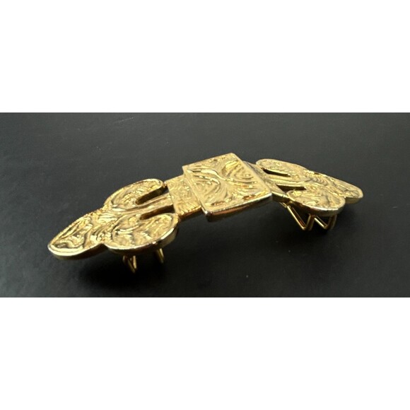Vintage Accessocraft NYC Bold Interlocking Belt Buckle Gold Tone Signed